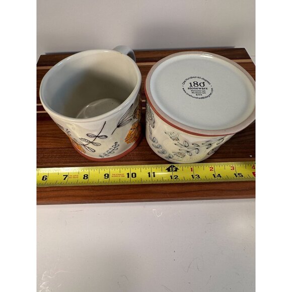 Set of 2 Ceramic Hand-drawnCoffee Mugs with Floral Butterfly Design from 180 Deg - Picture 9 of 11